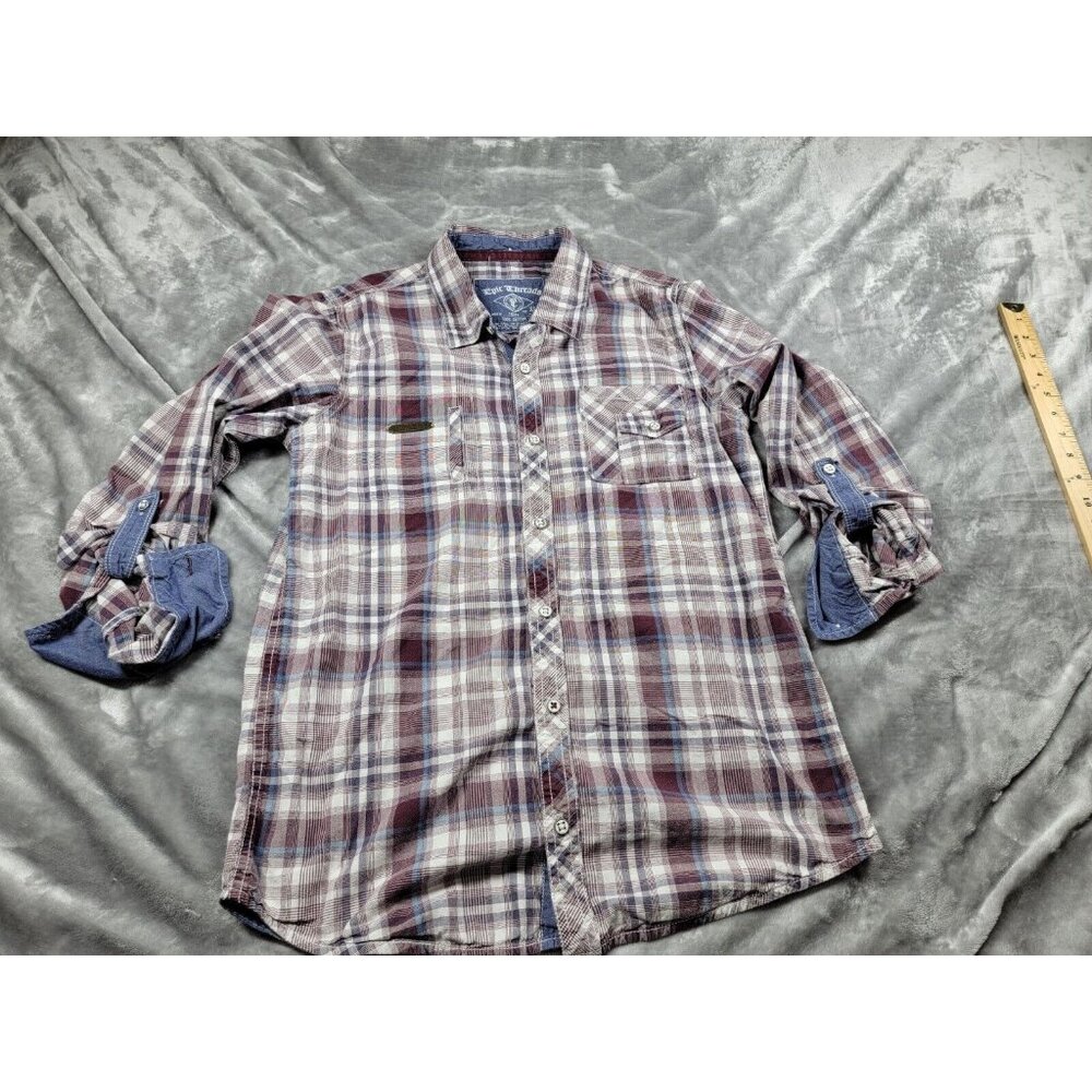 EPIC THREADS Youth Boys Plaid XL Roll‎ Tab Shirt Long Sleeve Button Up casual